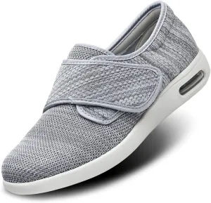 Mens Wide Width Diabetic Shoes - Adjustable Closure Slip-On Sneakers for Swollen Feet - Lightweight Breathable Orthopedic Shoes for Diabetes, Edema, Plantar Fasciitis, Bunions & Arthritis