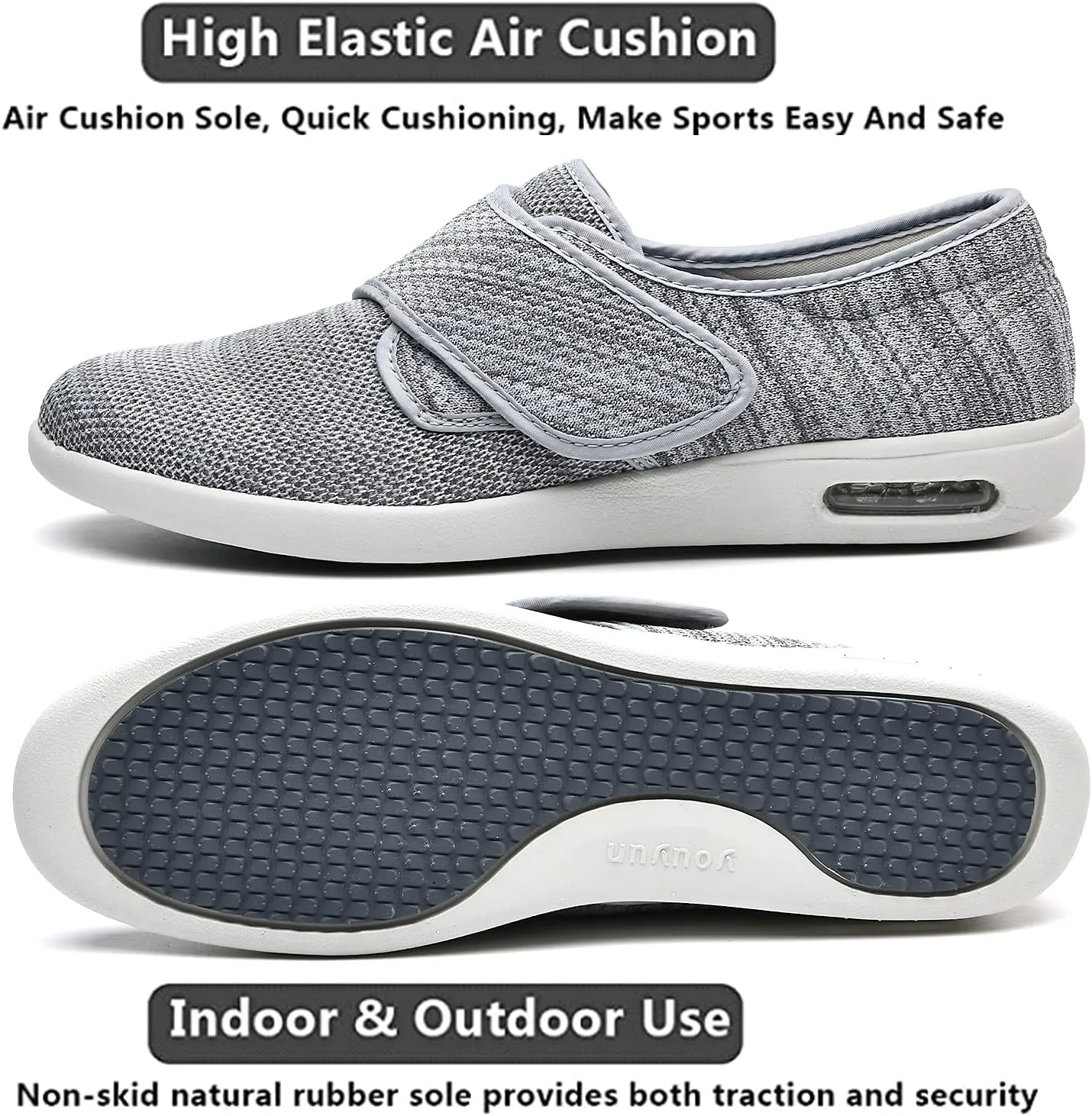 Mens Wide Width Diabetic Shoes - Adjustable Closure Slip-On Sneakers for Swollen Feet - Lightweight Breathable Orthopedic Shoes for Diabetes, Edema, Plantar Fasciitis, Bunions & Arthritis
