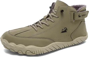 Men's Winter Wide Toe Barefoot Warm Boots Fur Lined Drop Zero Sole Waterproof Non-Slip Walking Snow Boots for Cold Weather Comfy Winter Booties Sneakers