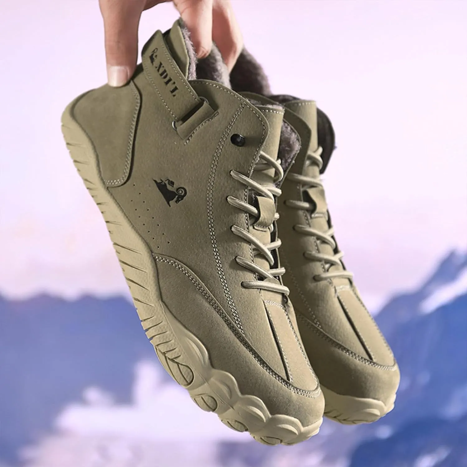 Men's Winter Wide Toe Barefoot Warm Boots Fur Lined Drop Zero Sole Waterproof Non-Slip Walking Snow Boots for Cold Weather Comfy Winter Booties Sneakers
