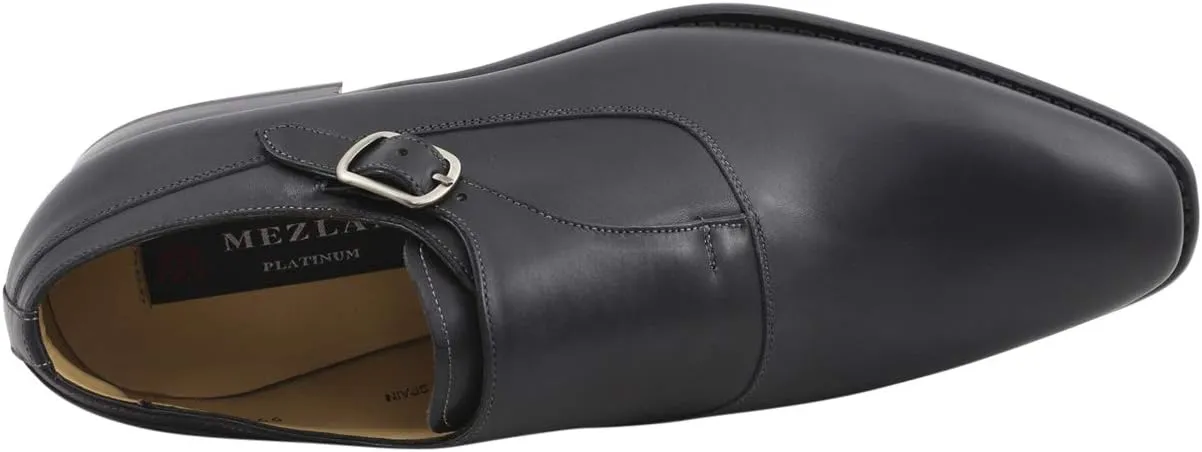 Mezlan Platinum Men's Algar Graphite Leather Monk Strap Loafers Shoes
