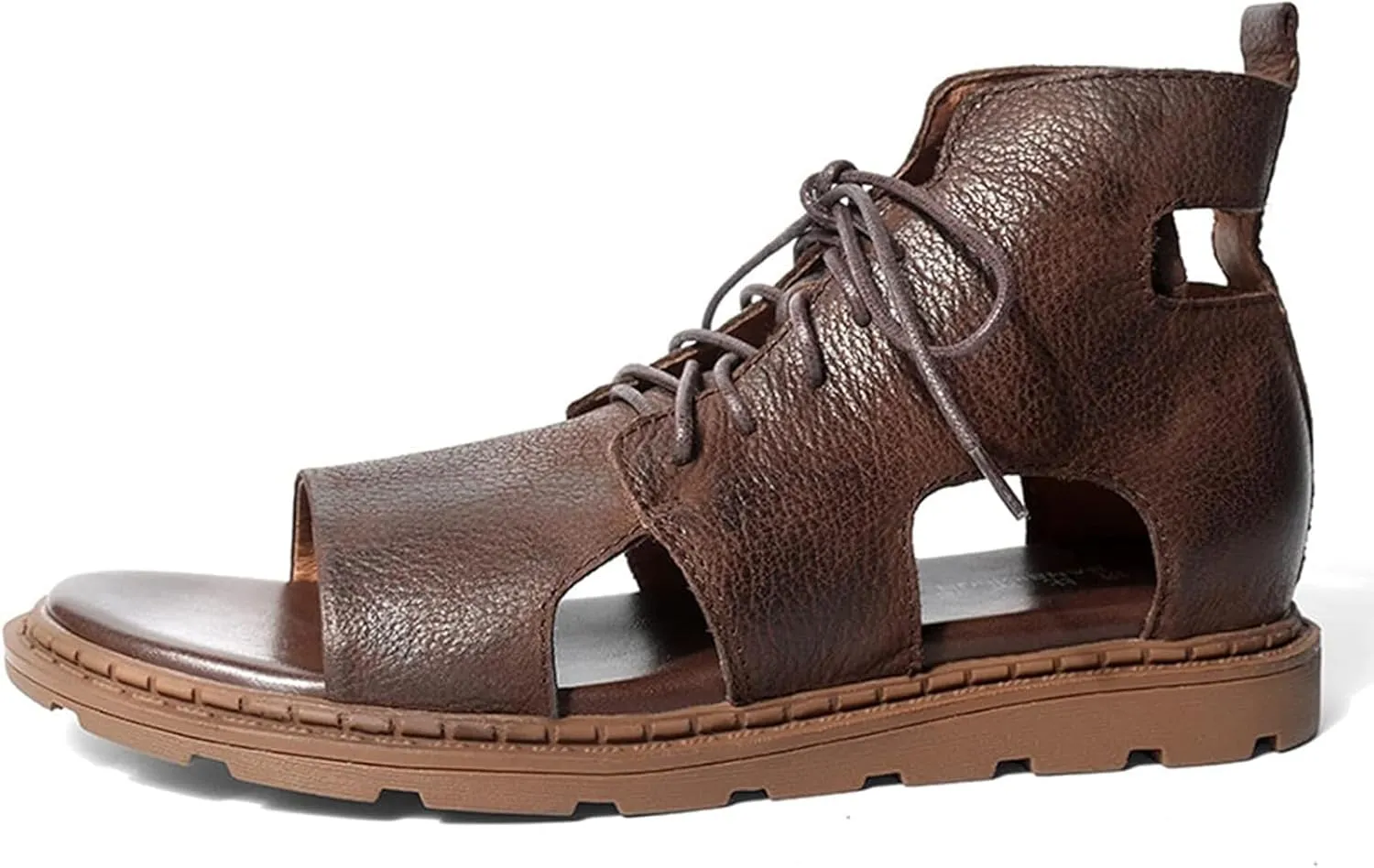 MILDSEVEN Summer High-Top Men's Roman Sandals, Tide British Leather Fisherman Shoes, All-Match Casual Gentleman Beach Shoes