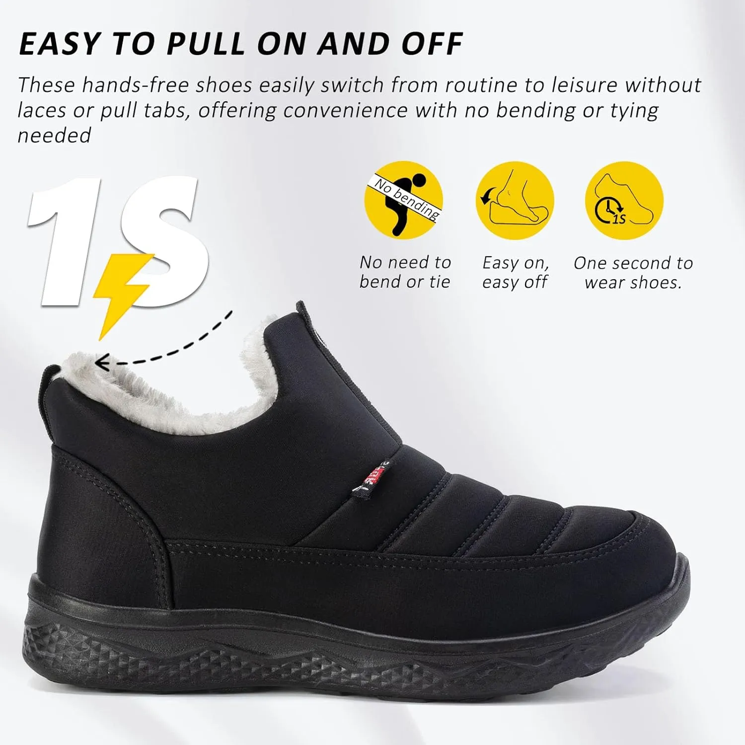 Moodeng Womens Snow Boots Warm Fur Lined Winter Boots Water-Resistant Slip on Ankle Booties Outdoor Comfortable Short Boots Lightweight