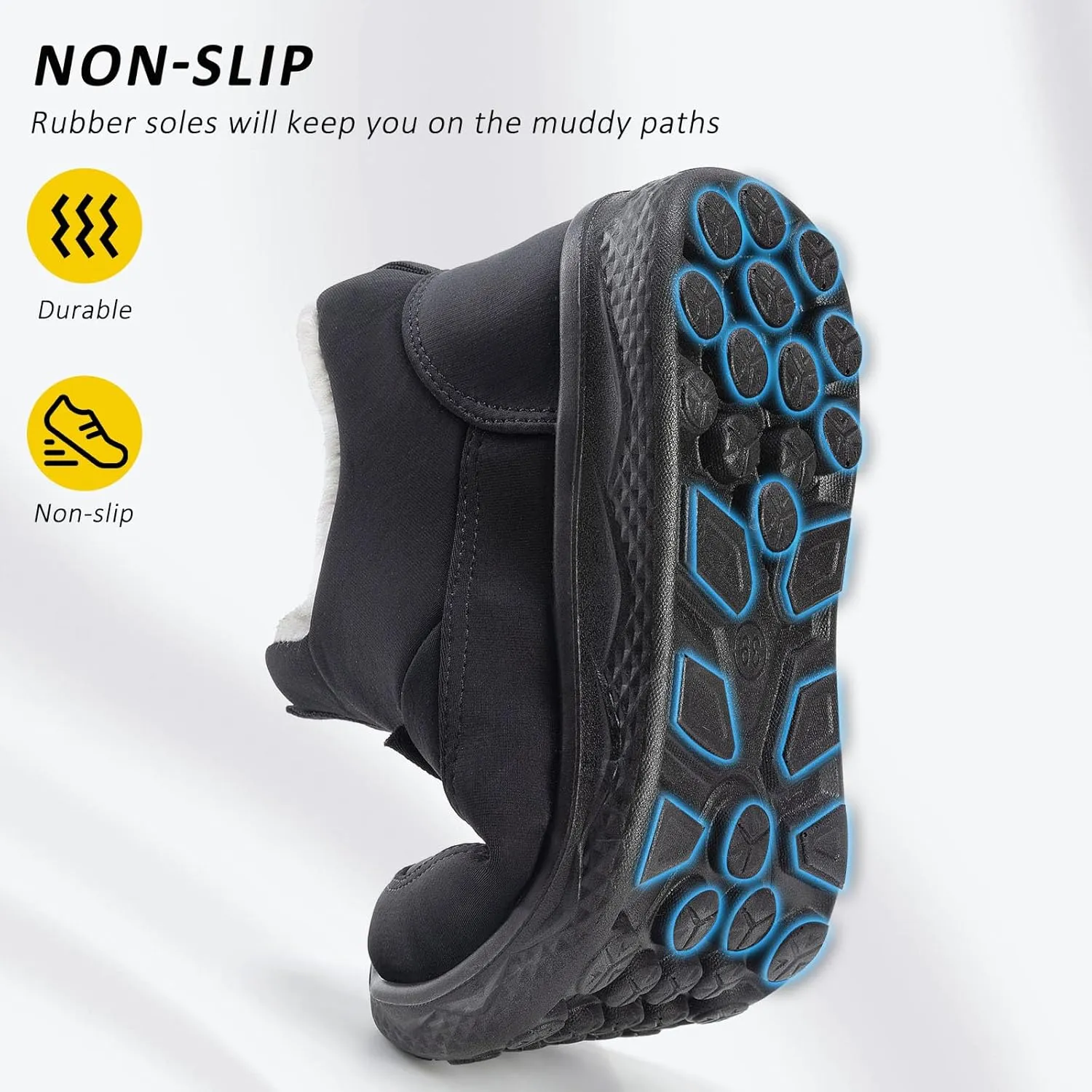 Moodeng Womens Snow Boots Warm Fur Lined Winter Boots Water-Resistant Slip on Ankle Booties Outdoor Comfortable Short Boots Lightweight
