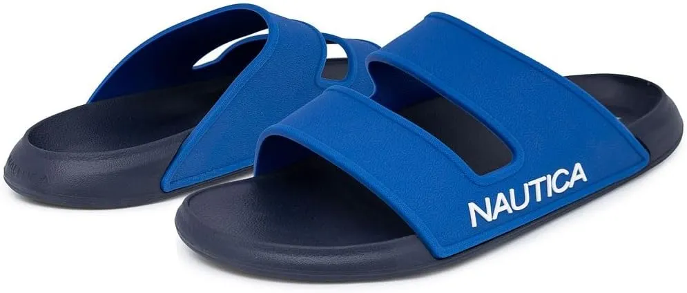Nautica Men's Slides Sport Shower Athletic Sandals for Indoor & Outdoor with Double Arch Support - Lightweight, Durable and Comfortable