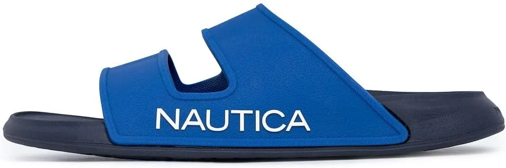 Nautica Men's Slides Sport Shower Athletic Sandals for Indoor & Outdoor with Double Arch Support - Lightweight, Durable and Comfortable