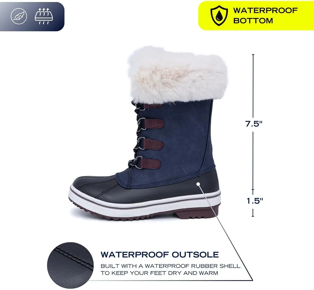 NAUTICA Women's Lace-Up Winter Snow & Rain Boots - Water-Resistant Insulated Boots with Cozy Faux Fur Lining for Warmth and Comfort - Glenoak