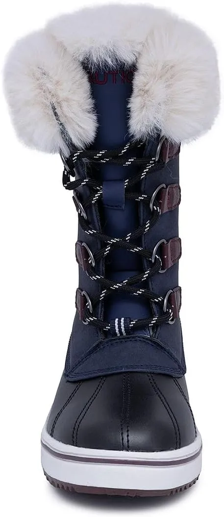 NAUTICA Women's Lace-Up Winter Snow & Rain Boots - Water-Resistant Insulated Boots with Cozy Faux Fur Lining for Warmth and Comfort - Glenoak