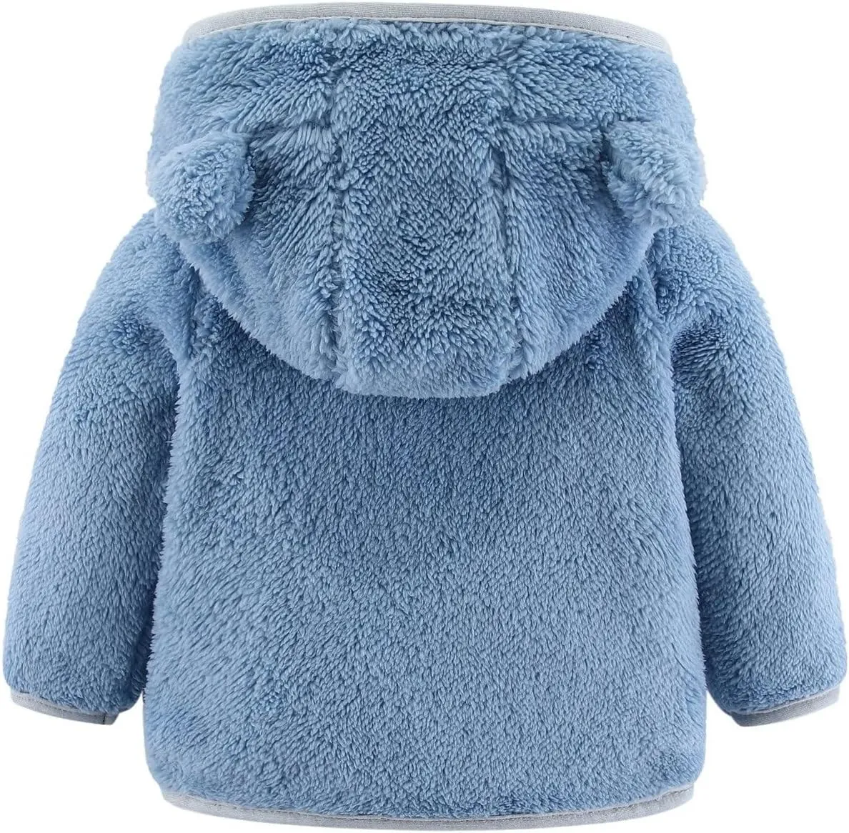 Newborn Girls Boys Fleece Jacket Bear Ears Style Solid Hooded Outerwear Zipper Warm Long Sleeve Winter Coat