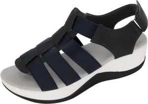 oiangi Comfortable Wedges Sandals for Women Platform Slipper Summer Casual Round Toe Open Toe Straps Hook and Loop Sandals Lightweight Outdoor Shoes