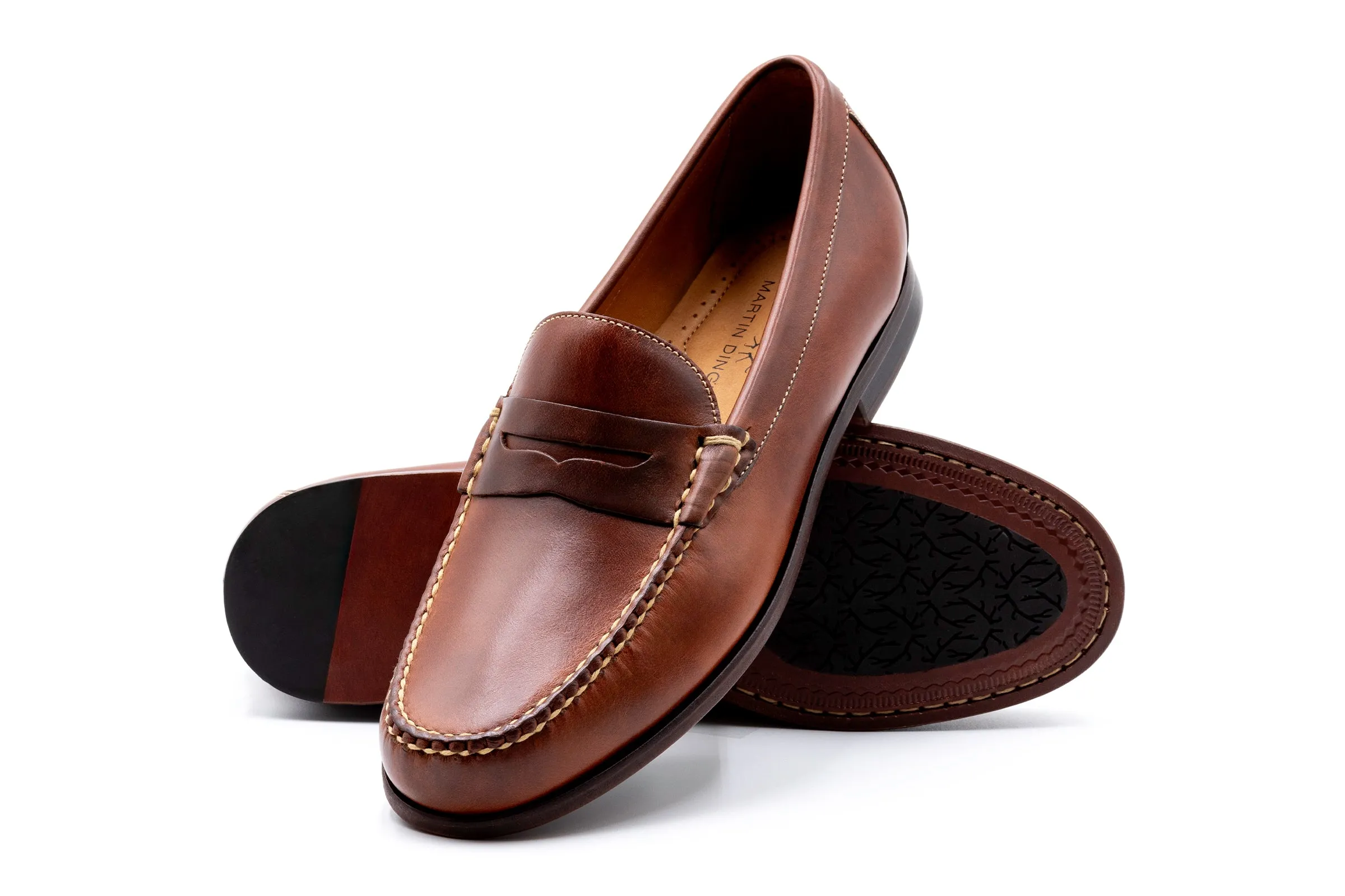 Old Row Oiled Saddle Leather Penny Loafers - Cigar