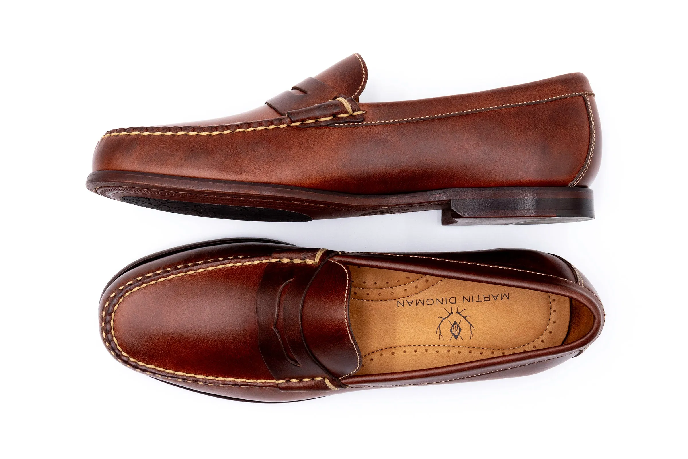 Old Row Oiled Saddle Leather Penny Loafers - Cigar
