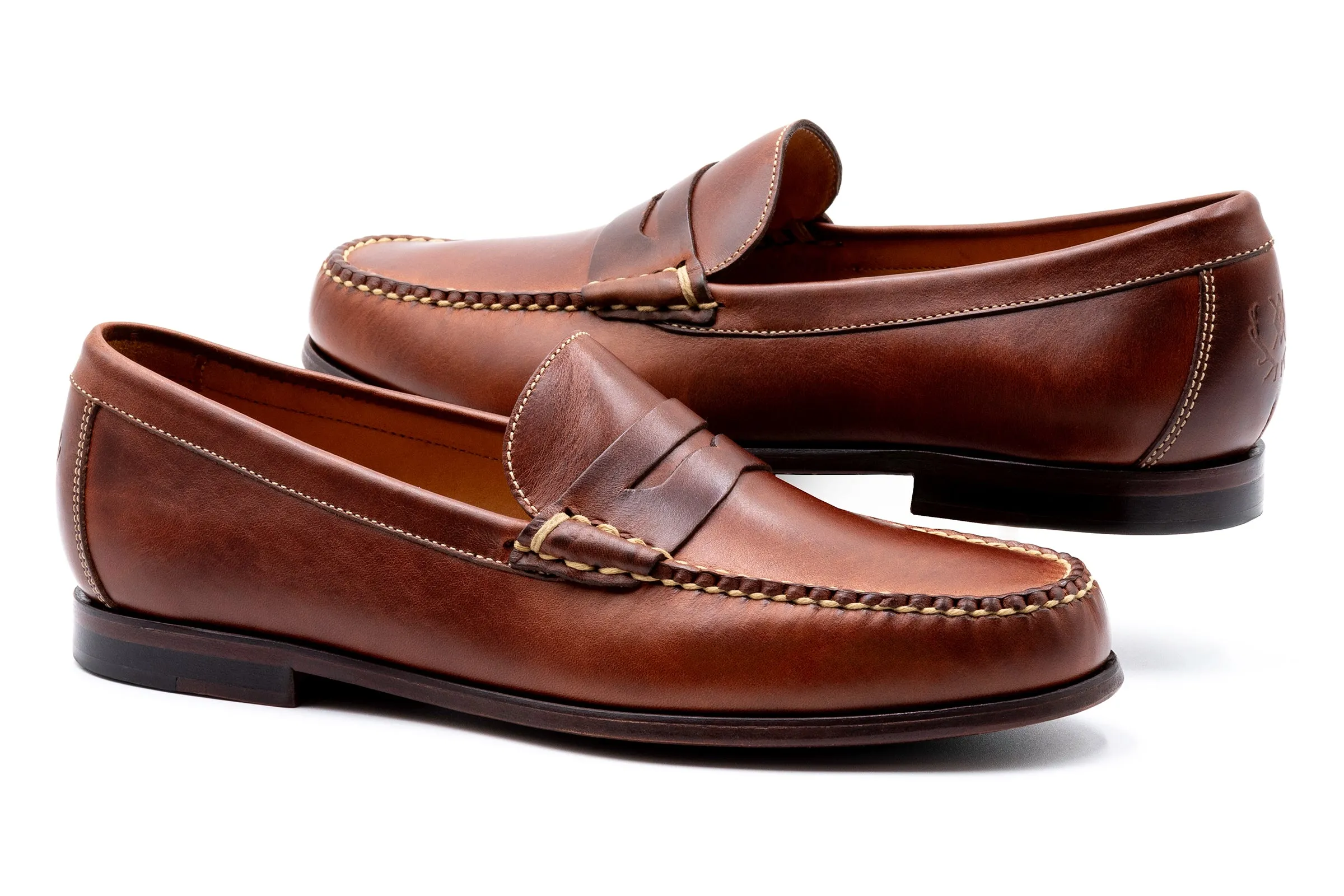 Old Row Oiled Saddle Leather Penny Loafers - Cigar