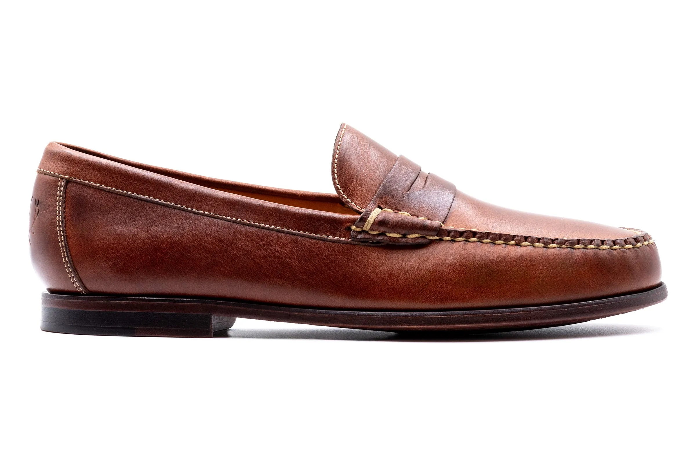 Old Row Oiled Saddle Leather Penny Loafers - Cigar