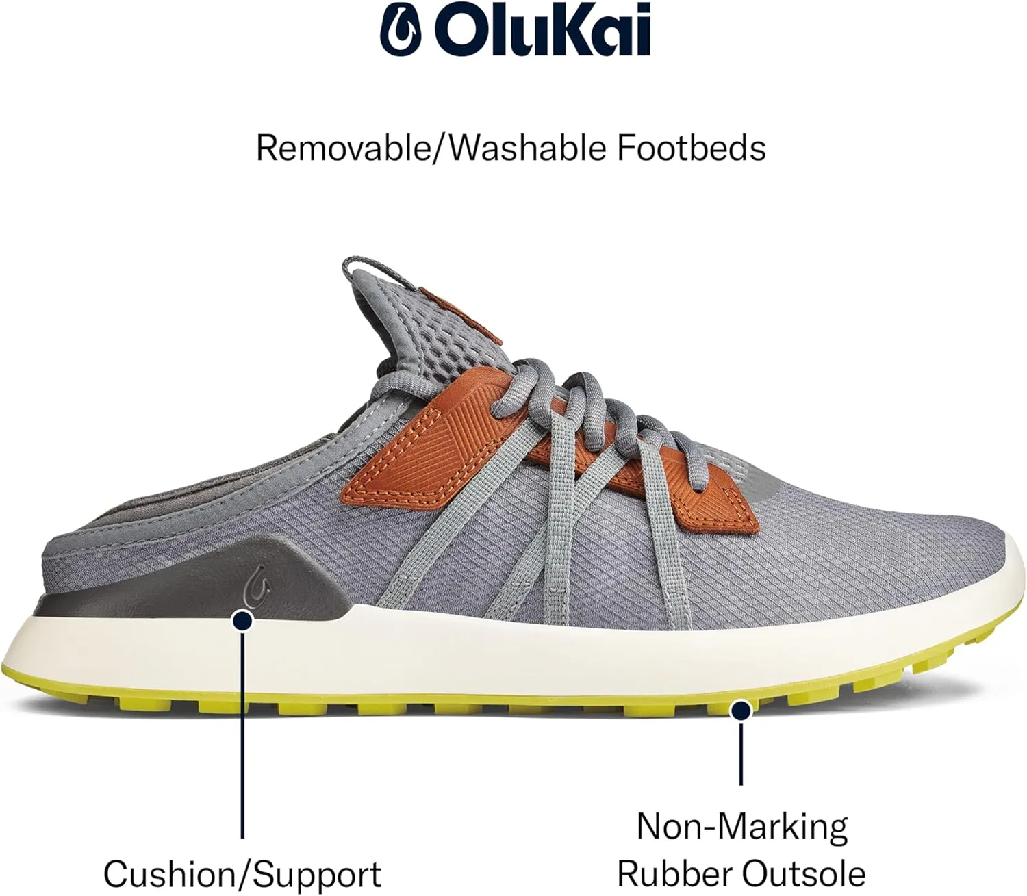 OLUKAI Manele Men's Golf Shoes, Spikeless Golf Shoes, Water & Stain-Resistant, Cushioned Midsole & Contoured Footbed, All-Day Comfort & Lightweight