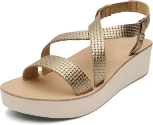 OLUKAI Onohi Women's Strappy Leather Sandals, Premium Platform Sandals with Full Grain Leather, Comfortable & Versatile, All-Day Wear