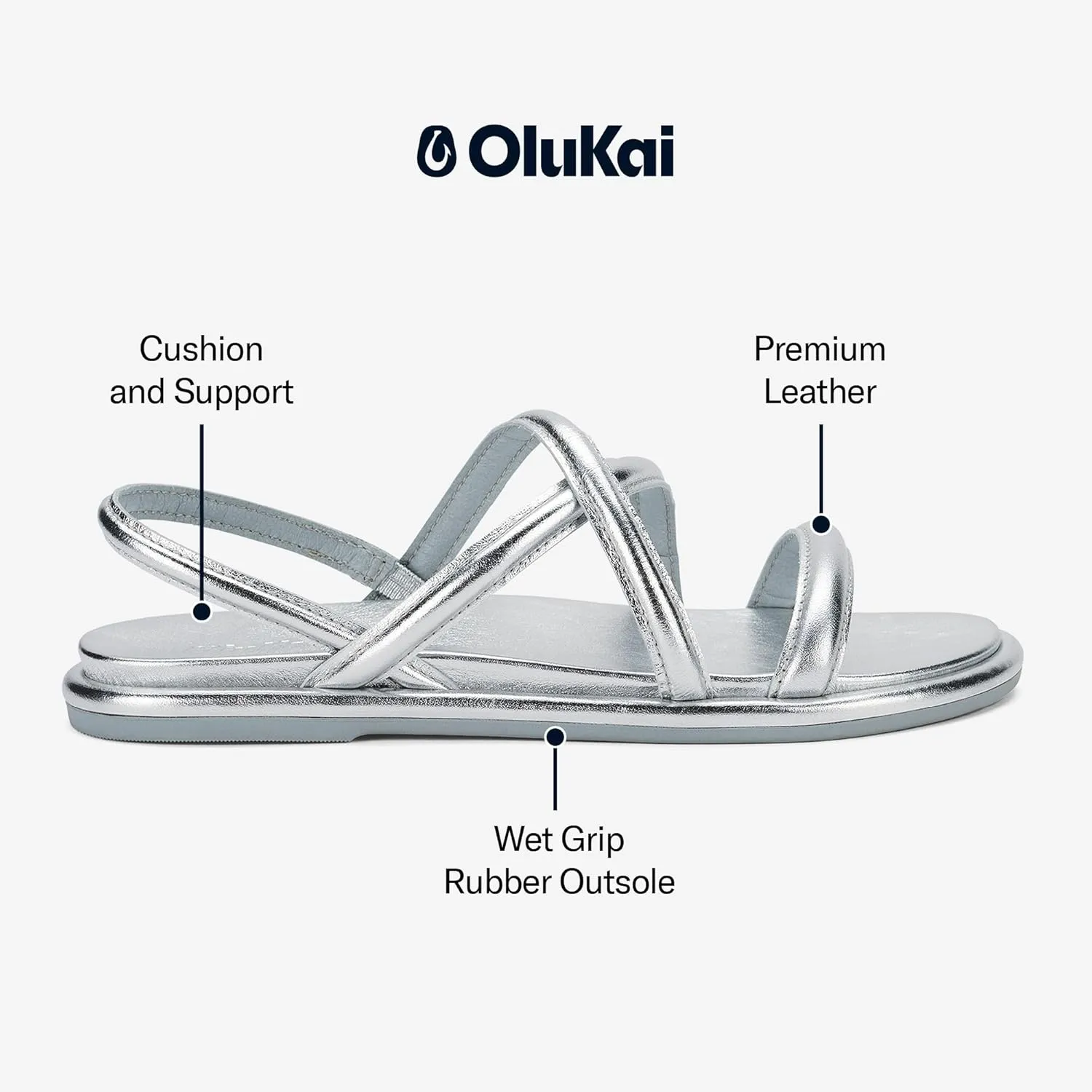 OLUKAI Tiare Women's Strappy Sandals, Premium Leather & Stylish Design, All-Day Comfort & Support