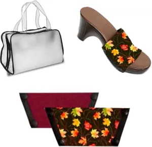 Onesole Cafe Traveler Fall Leaves & Burgundy Set, 3 inch soul lightweight wedge, Interchangeable all leaf print and burgundy solid tops, Tops for women's wedge Sandals, As Seen on Shark Tank (Size 9)