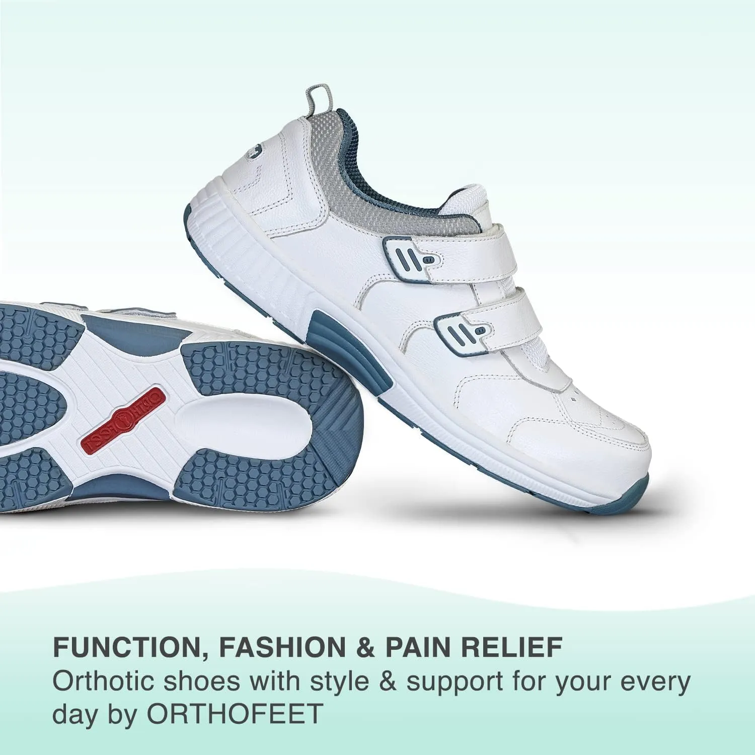 Orthofeet Men's Orthopedic Leather Alamo Adjustable Sneakers