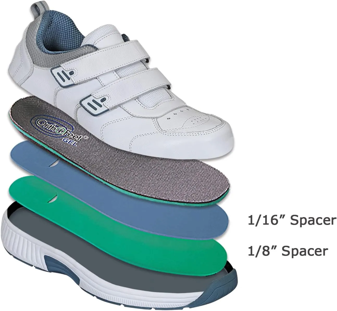 Orthofeet Men's Orthopedic Leather Alamo Adjustable Sneakers
