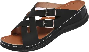 Orthopedic Sandals for Women with Arch Support Comfortable Wedge Summer Dressy Shoes Adjustable Buckle Straps Casual Lightweight Beach Vacation Walking Sandals