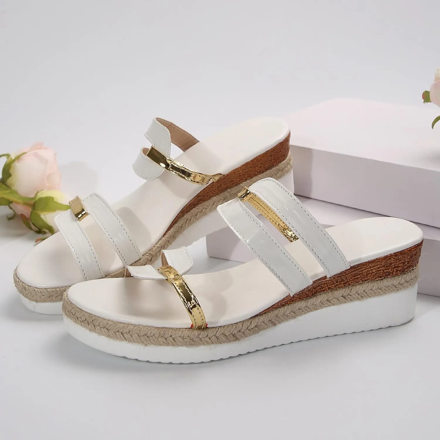 Orthopedic Wedge Sandals for Women 2025,Orthopedic Espadrilles Open Toe Slip On Ankle Strap Slippers Lightweight Comfortable Non Slip Beach Vacation Outdoor Prom Party Dress Shoes