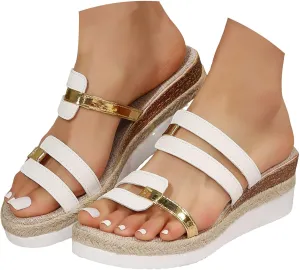 Orthopedic Wedge Sandals for Women 2025,Orthopedic Espadrilles Open Toe Slip On Ankle Strap Slippers Lightweight Comfortable Non Slip Beach Vacation Outdoor Prom Party Dress Shoes