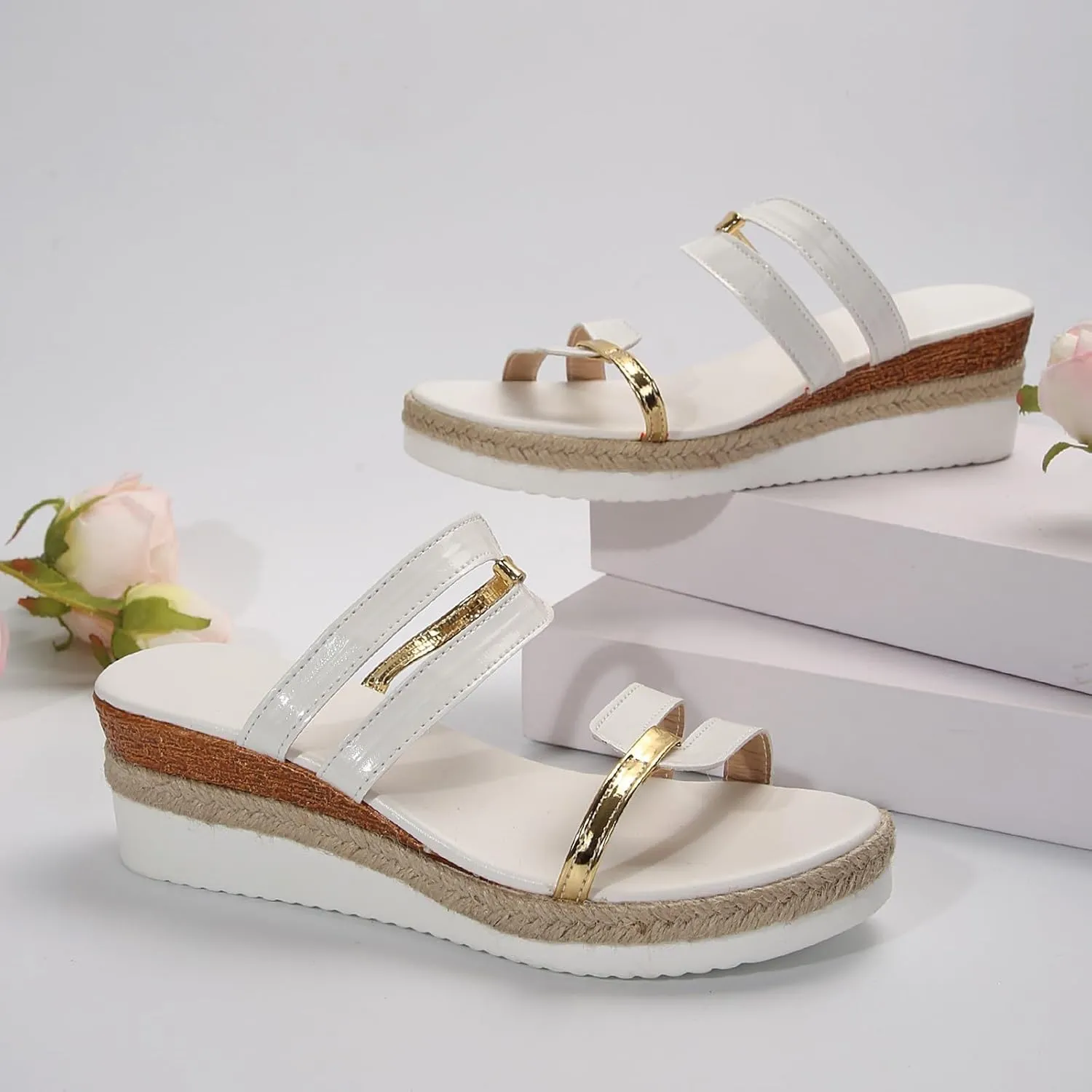 Orthopedic Wedge Sandals for Women 2025,Orthopedic Espadrilles Open Toe Slip On Ankle Strap Slippers Lightweight Comfortable Non Slip Beach Vacation Outdoor Prom Party Dress Shoes