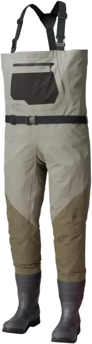 Orvis Clearwater Bootfoot Fly Fishing Waders - Modern Fit Chest Waders with Vulcanized Neoprene Felt Sole Wading Boots, Sagebrush - X-Large / 12