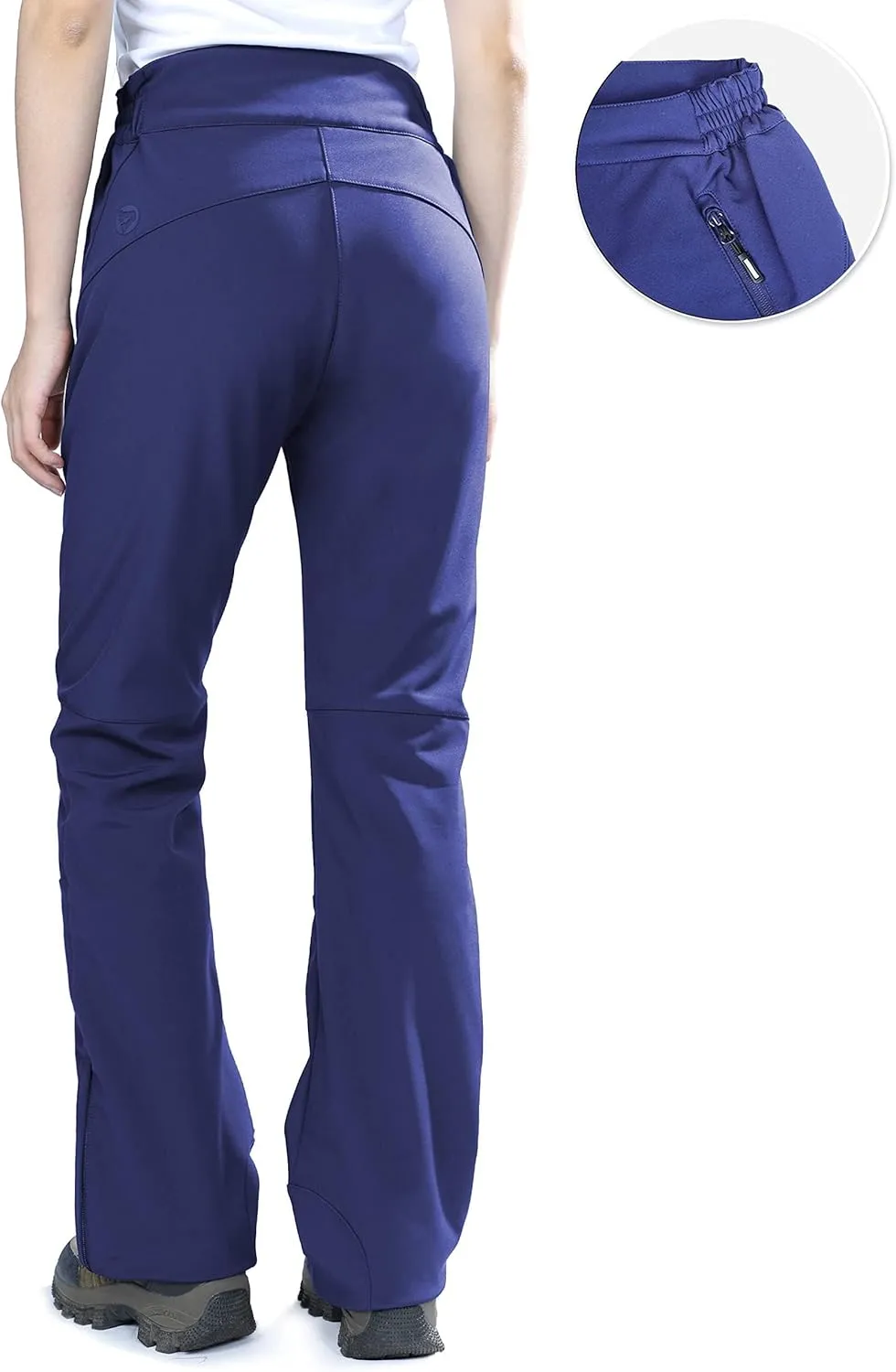 Outdoor Ventures Women's Sleek Waterproof Softshell Fleece Lined Ski Snow Insulated High Rise Hiking Pants with Bottom Zipper