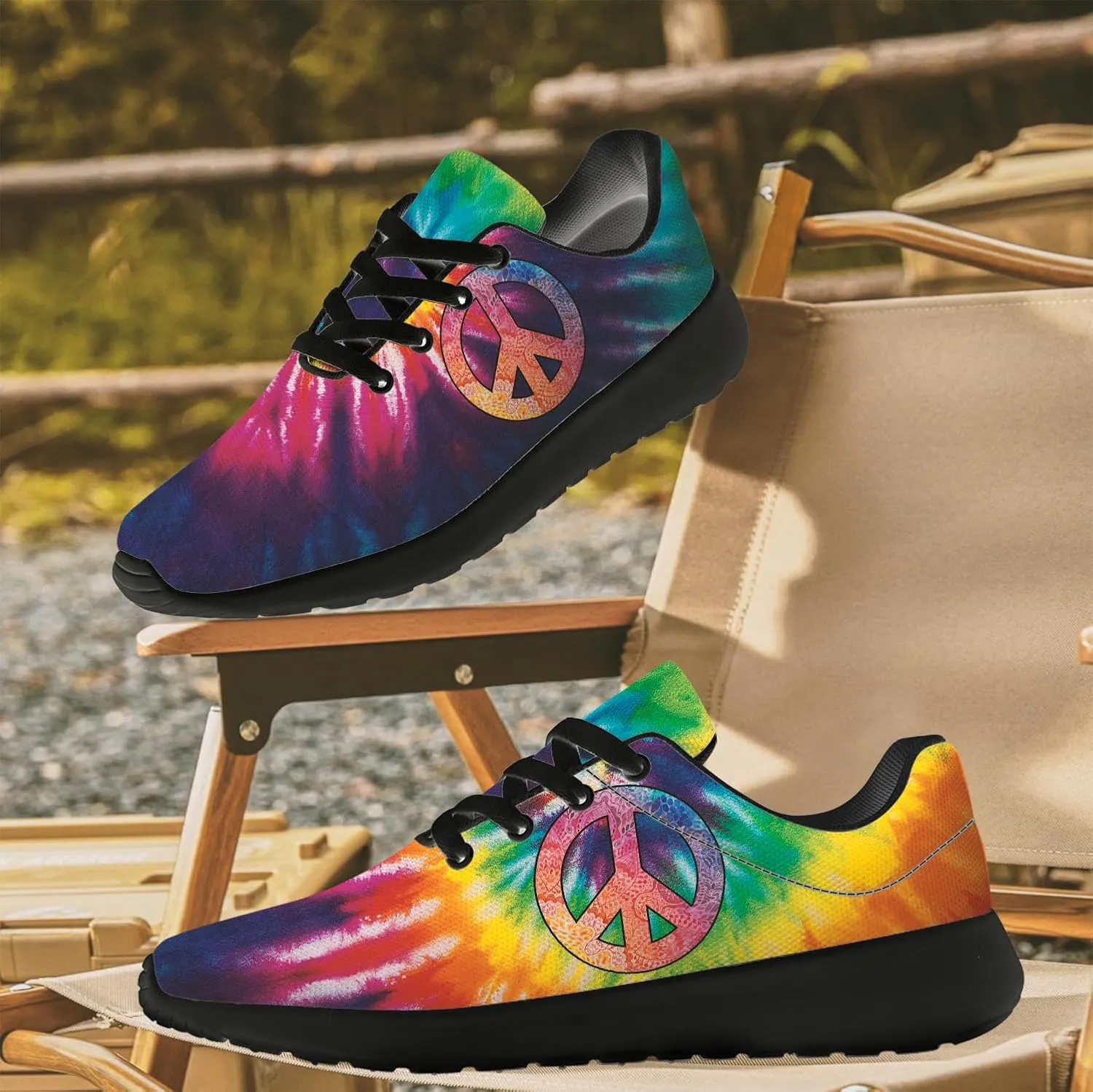 Peace Tie Dye Shoes for Women Men Running Tennis Shoes Walking Sneakers Gifts for Men Women
