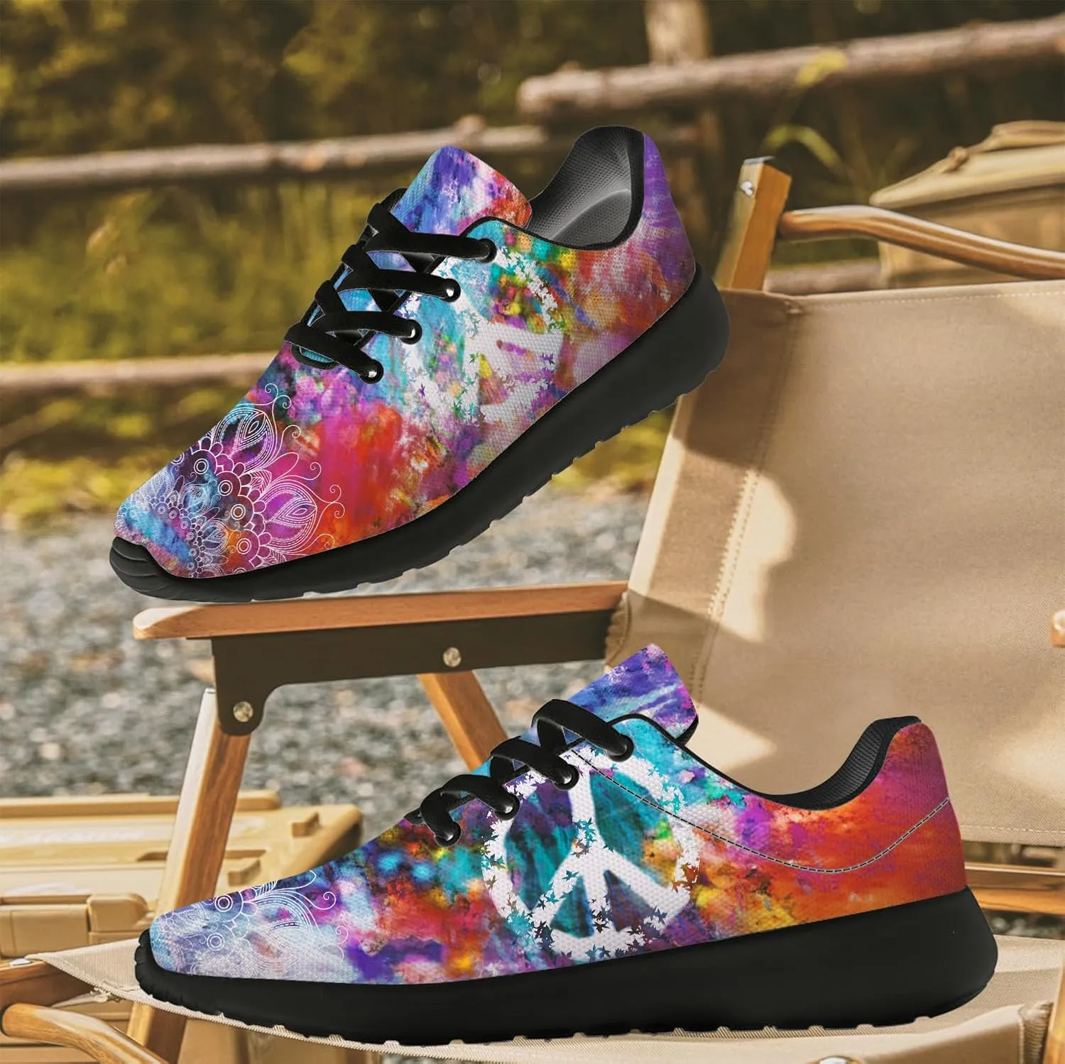 Peace Tie Dye Shoes for Women Men Running Tennis Shoes Walking Sneakers Gifts for Men Women