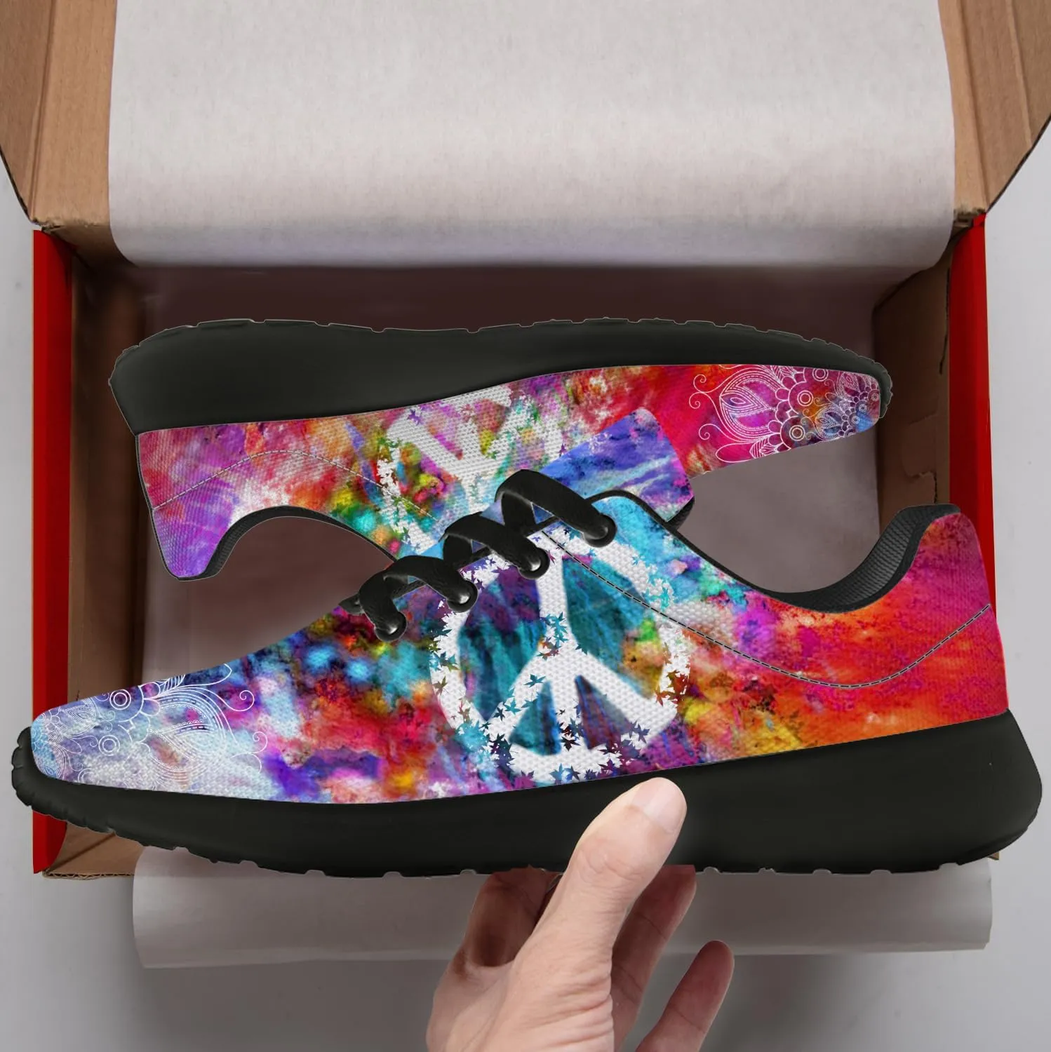 Peace Tie Dye Shoes for Women Men Running Tennis Shoes Walking Sneakers Gifts for Men Women