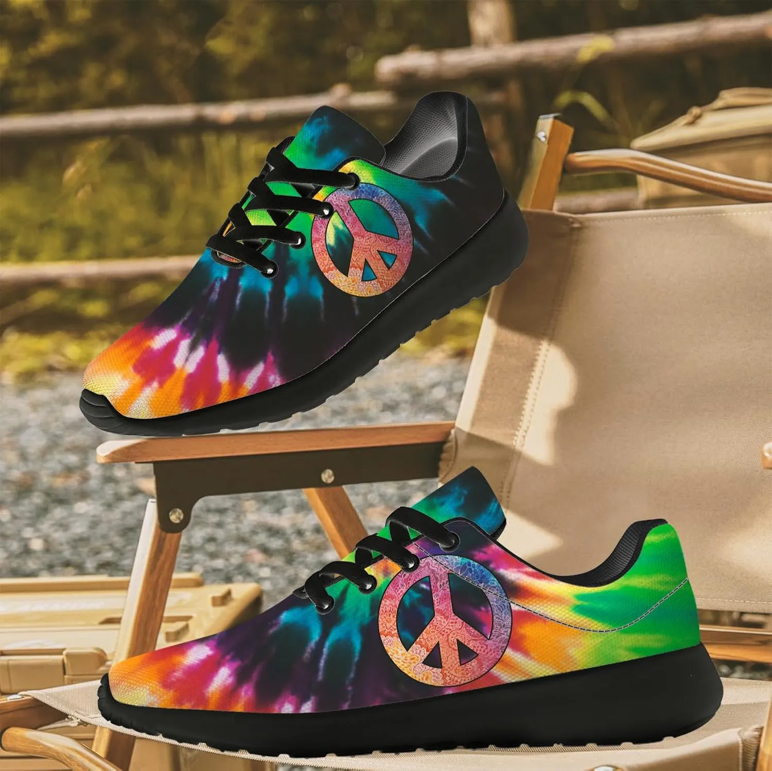 Peace Tie Dye Shoes for Women Men Running Tennis Shoes Walking Sneakers Gifts for Men Women
