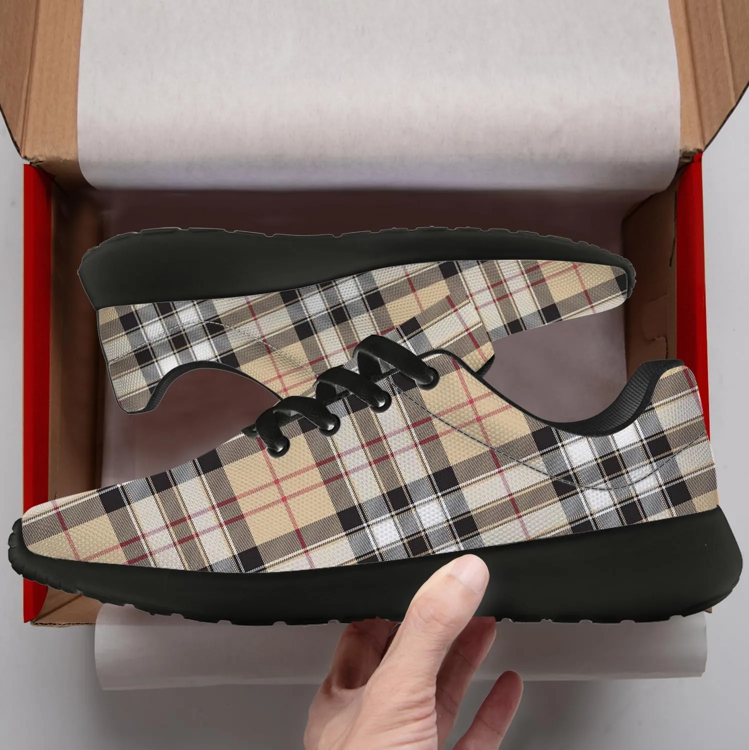 Plaid Shoes for Women Men Running Shoes Plaid Sneakers Gifts for Women Men