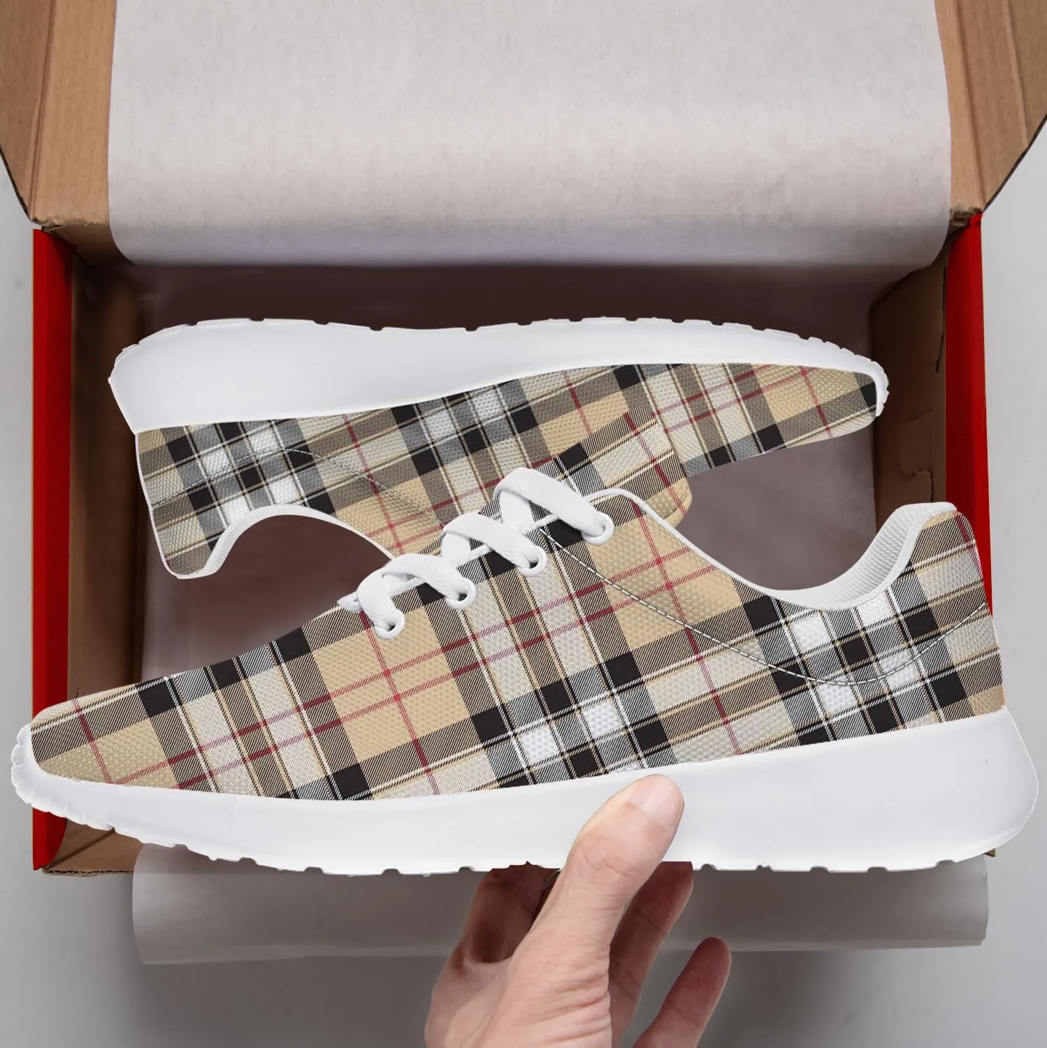 Plaid Sneakers for Women Men Running Shoes Casual Tennis Shoes Plaid Gifts for Women Men