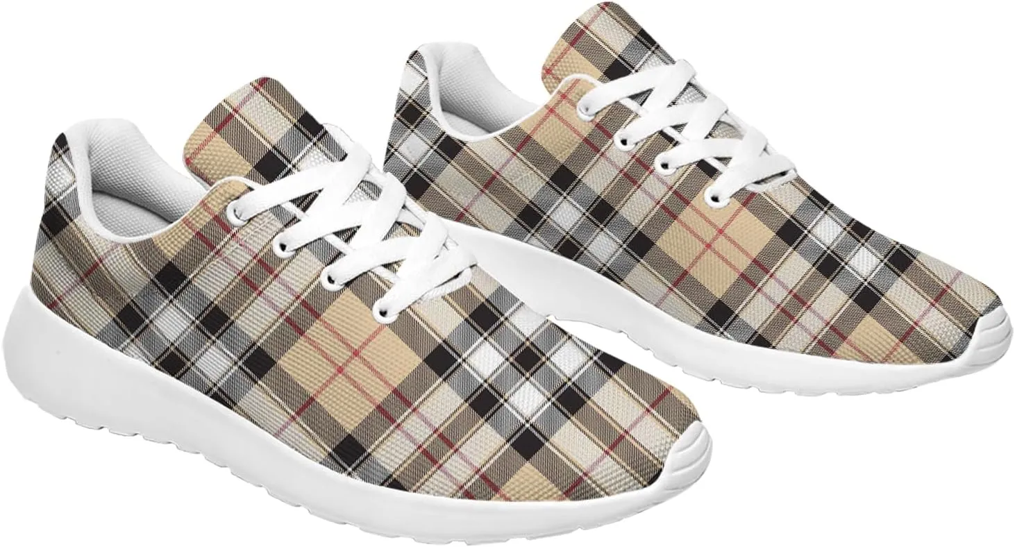 Plaid Sneakers for Women Men Running Shoes Casual Tennis Shoes Plaid Gifts for Women Men