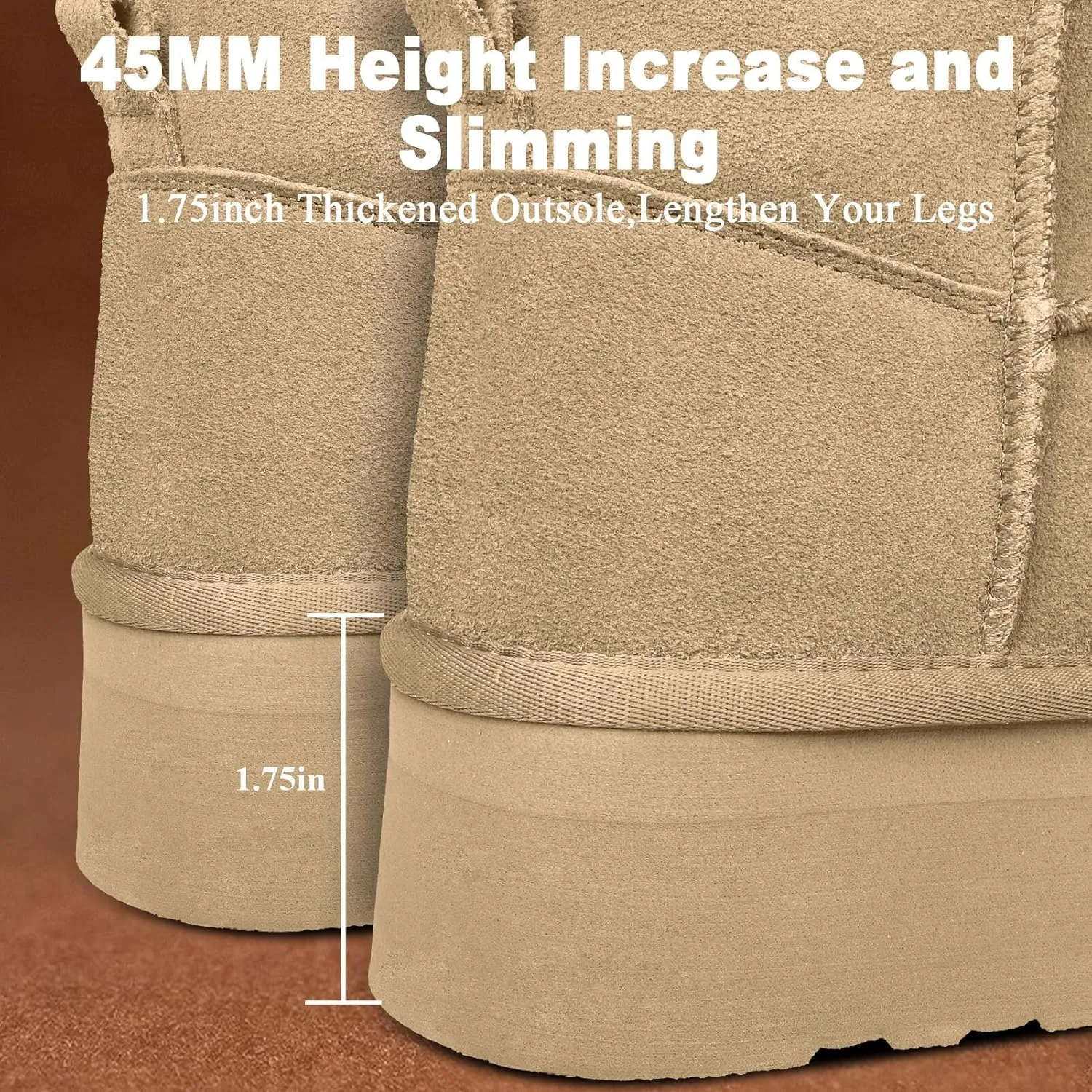 Platform Mini Boots for Women Suede Upper Winter Boots Warm Fur Fleece Lined Anti-Slip Sole Short Ankle Snow Boots for Indoor & Outdoor