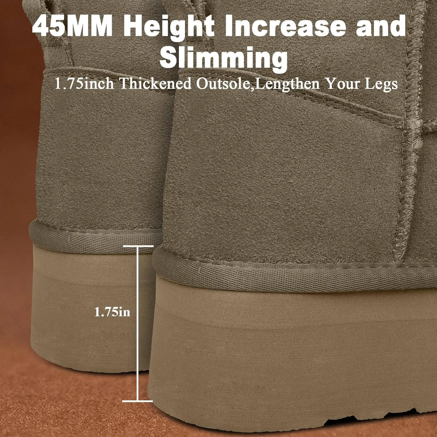 Platform Mini Boots for Women Suede Upper Winter Boots Warm Fur Fleece Lined Anti-Slip Sole Short Ankle Snow Boots for Indoor & Outdoor