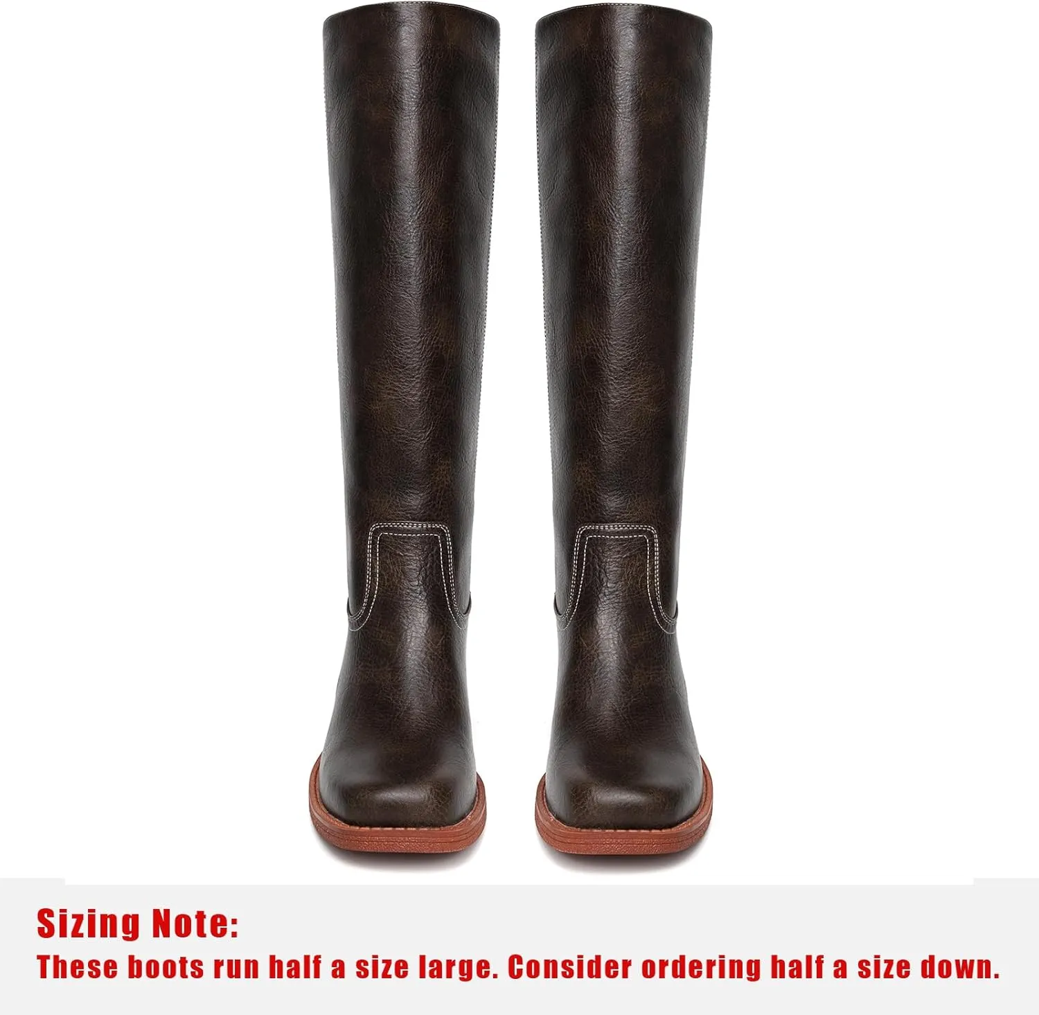 Platform Women's Knee High Square Toe Chunky Block Heel Long Wide Calf Riding Pull On Campus Boots
