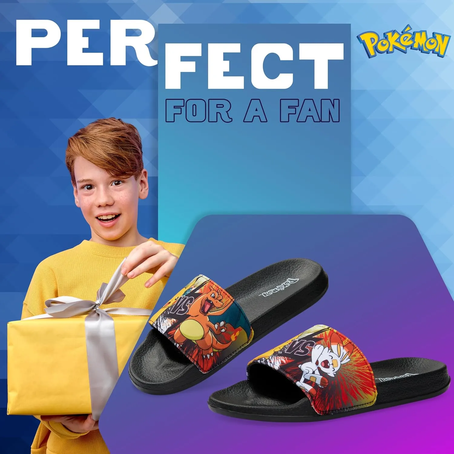 Pokemon Boys Slides, Beach or Pool Shoes for Kids - Gamer Gifts