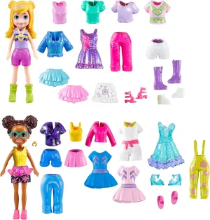 Polly Pocket Sparkle Cove Adventure Dolls, Clothes and Accessories Set, Fashion Pack with 4 Dolls (3-inch) and 45  Total Pieces, HKW10