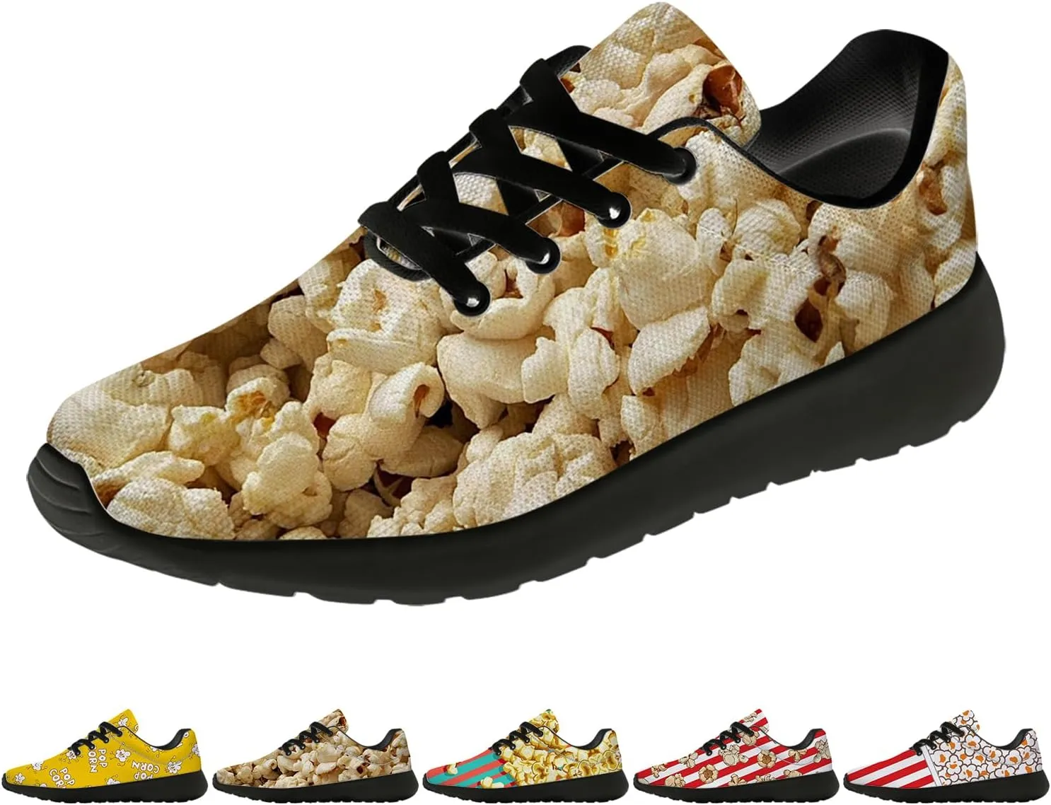 Popcorn Shoes for Women Men Running Shoes Walking Sneakers Print Tennis Shoes Gifts for Women Men
