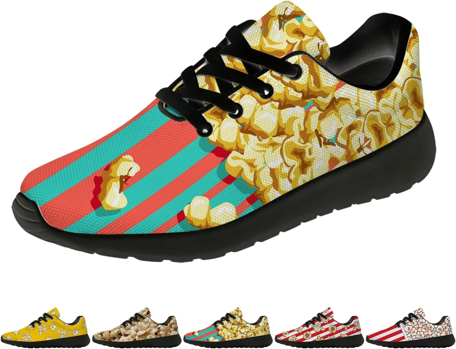 Popcorn Shoes for Women Men Running Shoes Walking Sneakers Print Tennis Shoes Gifts for Women Men