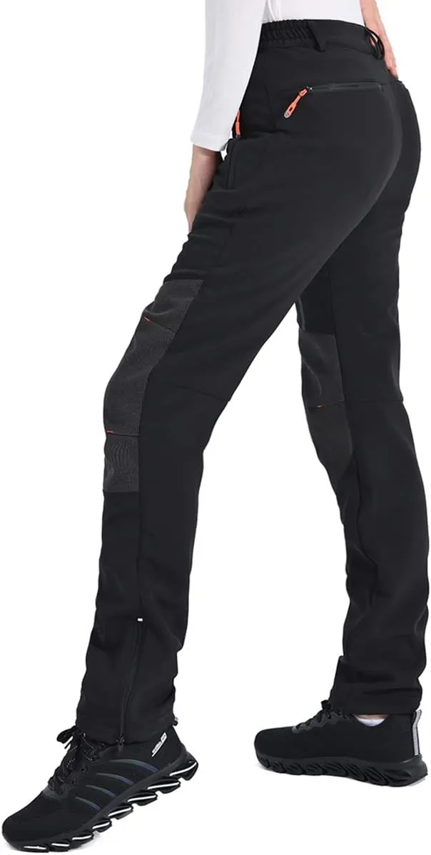 Postropaky Womens Outdoor Snow Ski Pants Waterproof Hiking Insulated Softshell Pants Snowboard Zipper Bottom Leg