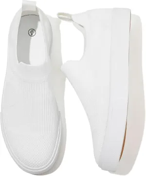POVOGER Womens Walking Shoes Slip on Sneakers White Women Running Shoe Breathable Fashion Casual Shoes for Women