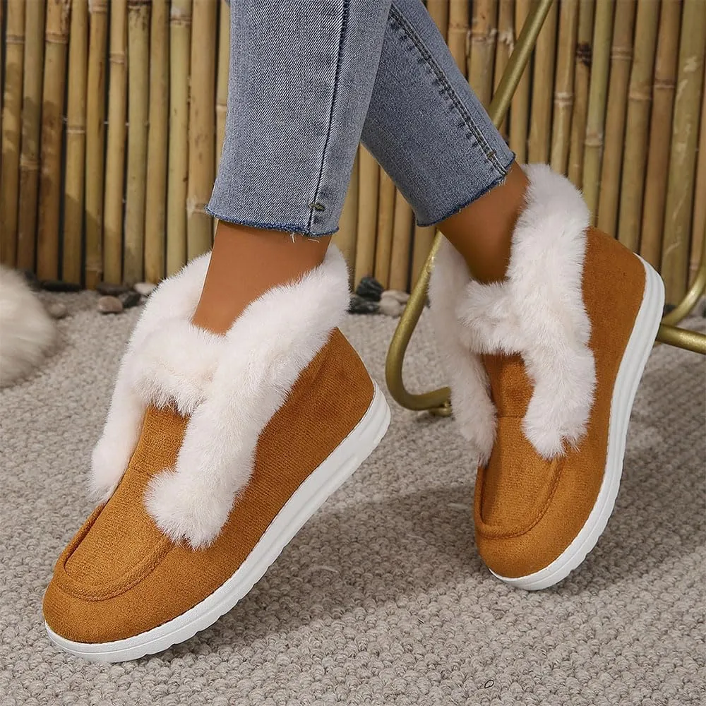 Pubyfun Senior Comfy Winter Ankle Boots Women, Ladies Warm and Comfortable Casual Snow Boots, Women Winter Snow Boots, Fur Lined Warm Slip on Boots