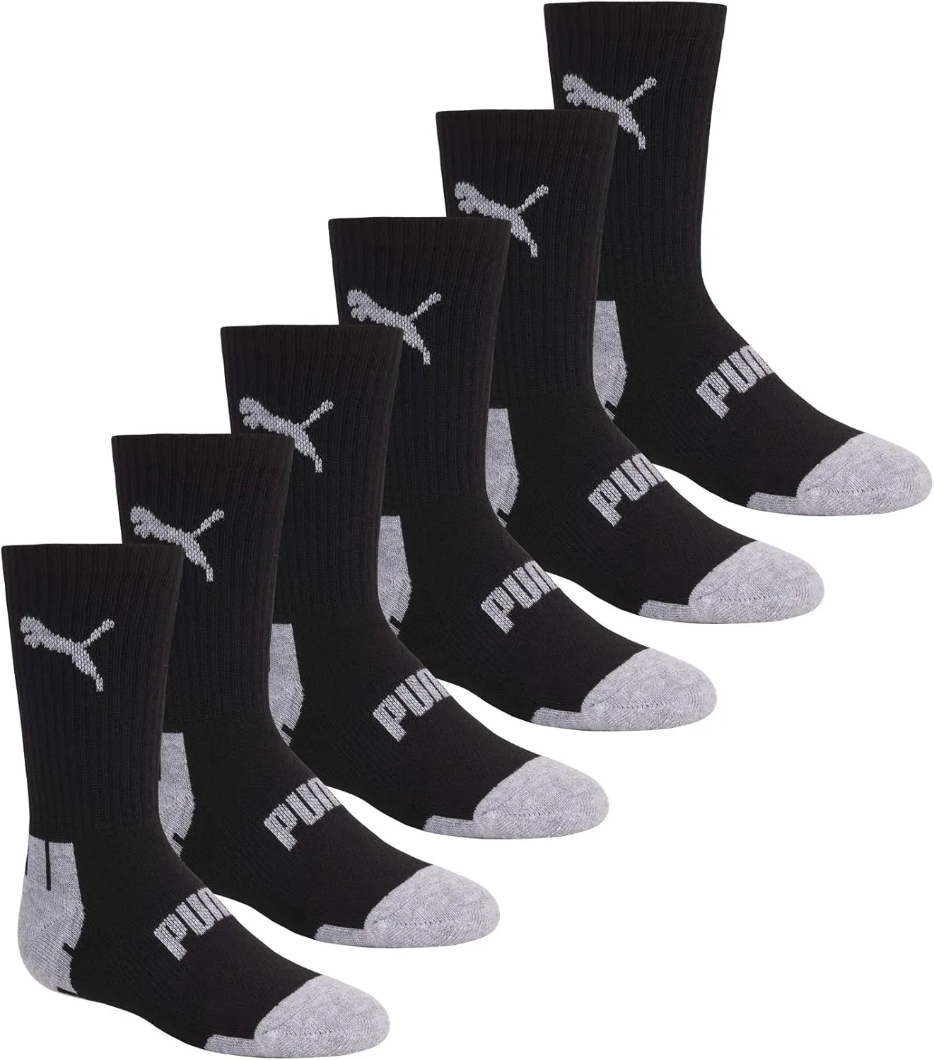 PUMA Boys' 6 Pack Crew Cut Socks