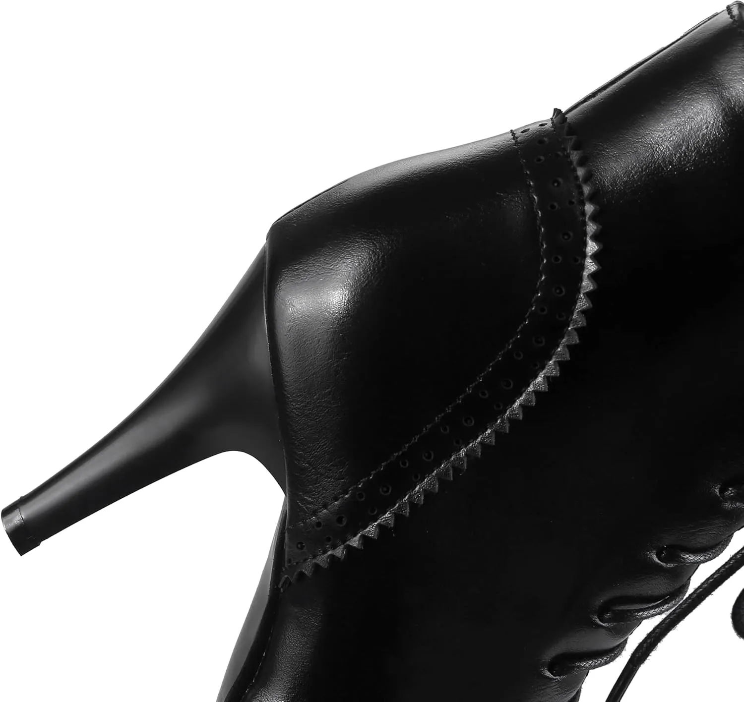 Quimeir Womens Stiletto Ankle Boots Pointed Toe Lace Up High Heel Booties