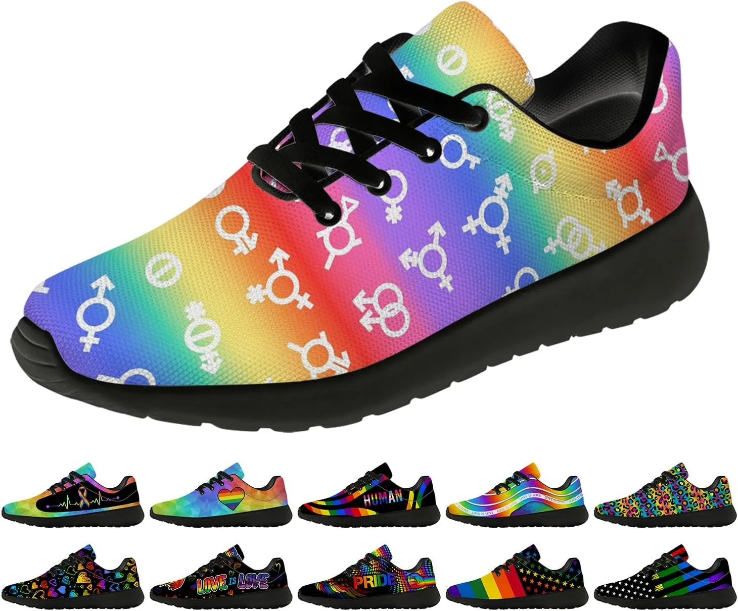 Rainbow Shoes for Women Men Running Shoes Lightweight Tennis Walking Sneakers Gifts for Him Her